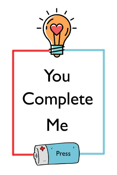 you complete me card with light bulb and battery