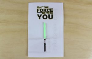 card with light saber "may the force be with you"