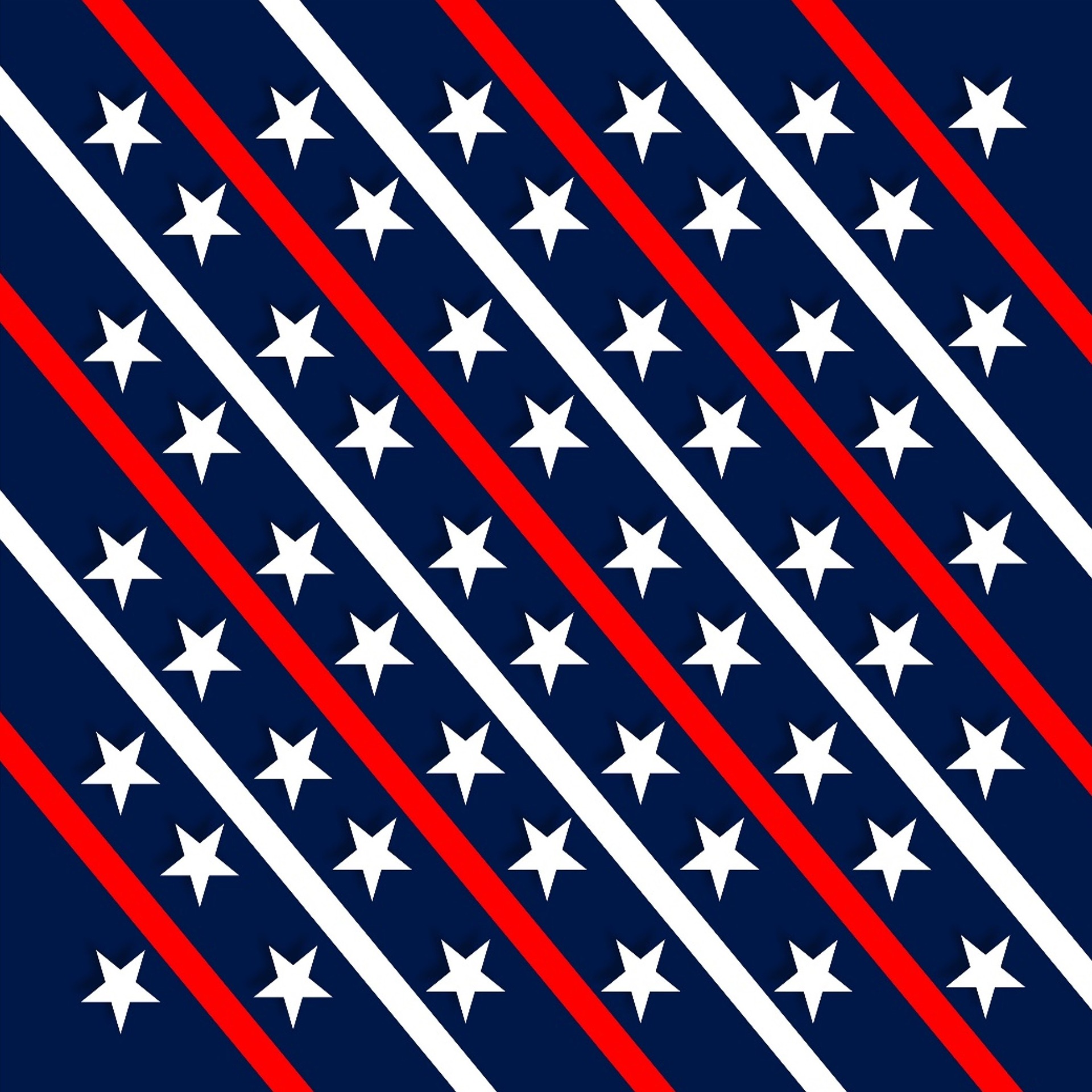 white stars, red and white diagonal stripes on a navy blue background.