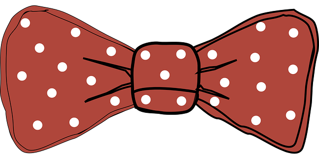 red with white polka dot bow tie