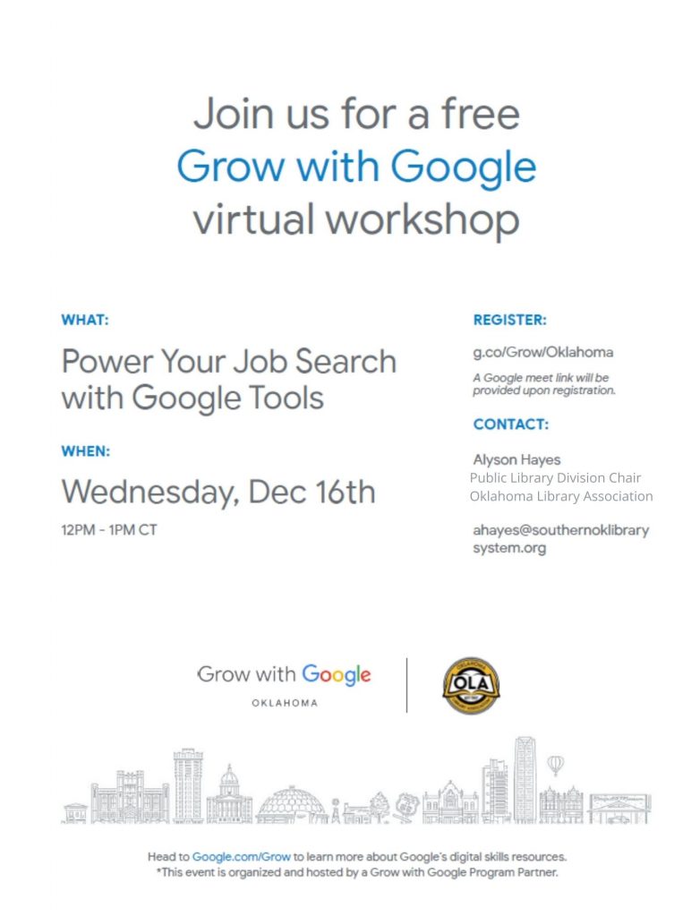 Grow With Google Workshop For Job Seekers In Oklahoma Blackwell Public Library