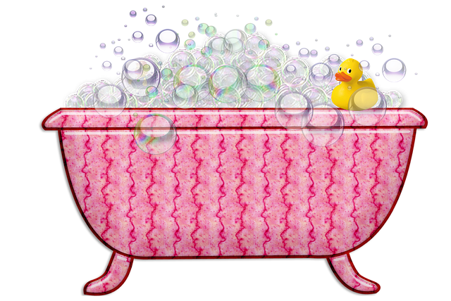 bubble bath image with rubber duckie